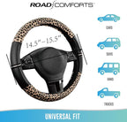 Road Comforts Leopard Steering Wheel Cover for Women, Cute Anti-Slip Microfiber Leather, Universal Fit 14.5-15 Inch Round Steering Wheel - Black - Image 7