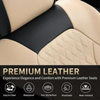 Seat Covers, Car Seat Covers Full Set, Luxury Nappa Leather Seat Covers, Breathable and Waterproof Car Seat Protector 5 Seat, Automotive Seat Covers Universal Fit for Most Cars-Black&Beige - Image 7