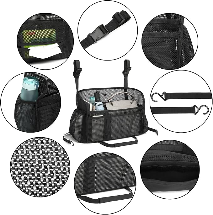 Car net Pocket Handbag Holder, car Purse Holder can be Used to Store Items, Protective Barrier for Children and Pets in The Back seat of car, Helps to Drive Safely (Black) - Image 3