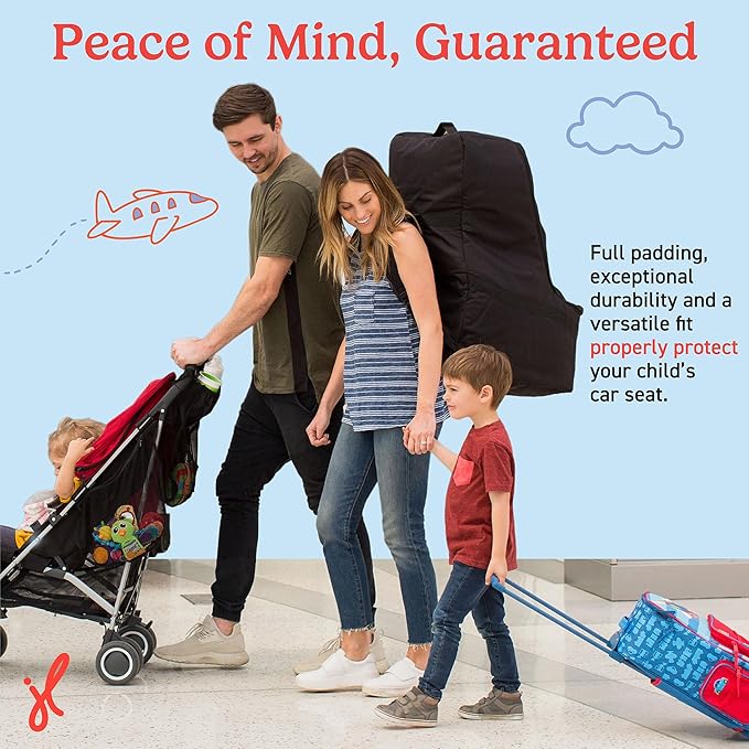 J.L. Childress Padded Backpack Car Seat Travel Bag - Ultimate, Black | Properly protects & fits most infant carriers, car seats & boosters for gate or baggage check to make airport days easier - Image 5