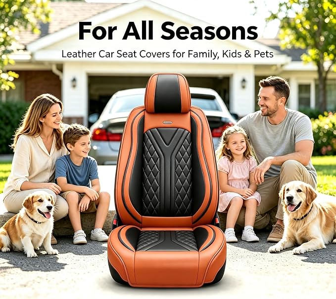 for GMC Terrain 2010-2025 2026 Car Seat Covers, Full Set, Brown | Luxury Full Coverage Leather Seat Protectors, Waterproof Breathable, Non-Slip, Easy to Install, Airbag Compatible, All-Season - Image 9