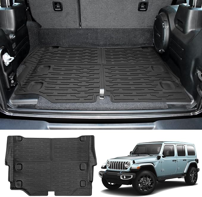 Rear Cargo Mat for 2021-2026 Jeep Wrangler JL 4XE Only Cargo Liners All Weather TPE Protection Anti-Slip Trunk Mat for 2021 2022 2023 2024 2025 2026 Wrangler JL 4XE 4 Door Accessories by JTYZSM