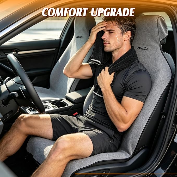 2 Pack Towel Car Seat Covers, Waterproof Washable Front Seat Protectors with Soft Terry Cloth, Non-Slip Backing, Universal Fit for Cars SUVs Trucks,Gym,Beach,Pets, Kids,Road Trips (Gray) - Image 2