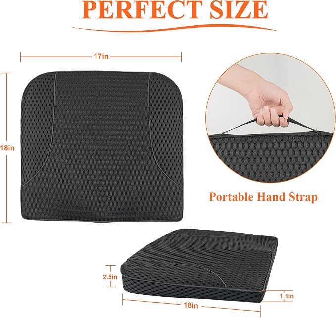 kingphenix Memory Foam Car Seat Cushion for Driving Comfort and Office Use | Coccyx and Lower Back Pressure Relief, Non-Slip Seat Cushion for Car, Truck, SUV, Long Drives and Office Chair, 4D Mesh Black - Image 7