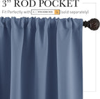 RYB HOME Short Blackout Privacy Curtains 30 inch Long for Bathroom Window | Thermal Insulated, Heat Blocking, Rod Pocket, Half Window Curtain Tiers for Nursery Bedroom, W42 x L30, Stone Blue, 2 Panels - Image 2