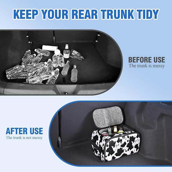 Cow Print Insulated Cooler Bag for Car, Multi-Mode Portable Thermal Lunch Cooler Tote, Reusable Thermal Storage Bag for Drinks, Snacks & Food, Ideal for Car Seat, Trunk, Road Trips & Travel - Image 8