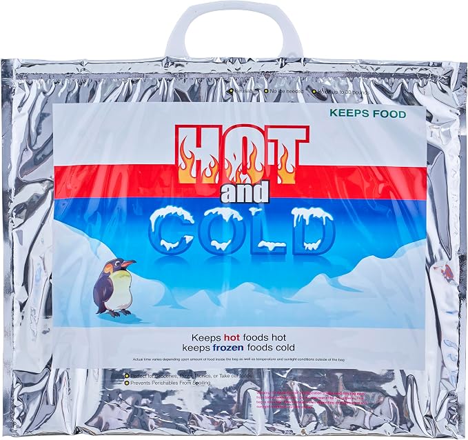 Superio Hot and Cold Insulated Bags for Food Delivery, Grocery Shopping Bags, Food Storage for Hot and Frozen Food for Travel, Disposable Cooler Bag, Reinforced Thermal Lunch Bag (1, 15.5"x13") - Image 9