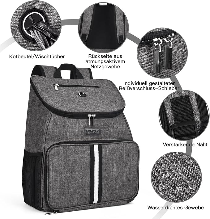 BAGLHER丨Dog Travel Bag, Airline Approved Pet Supplies Backpack, Dog Travel Backpack Accessories Set with 2 Silicone Collapsible Bowls and 2 Food Baskets, Gray - Image 5