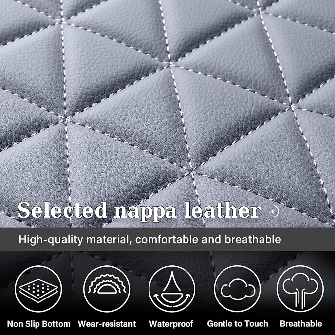 Coverado Seat Covers for Dodge Ram Full Set, Waterproof Truck Car Seat Cover Protectors Custom Fit for 2002-2026 Dodge RAM 1500 2500 3500 with Curved Bench(Gray) - Image 6