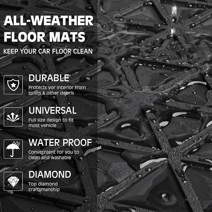 CAR PASS Dazzle Colour Change Car Mats Diamond Floor Mats Full Set Anti-Slip 3D Rhombus Waterproof Universal Trim Fit Liner Glitter Crystal Sparkly Shining Rhinestone Girl Women SUV Sedan Van Colorful - Image 8