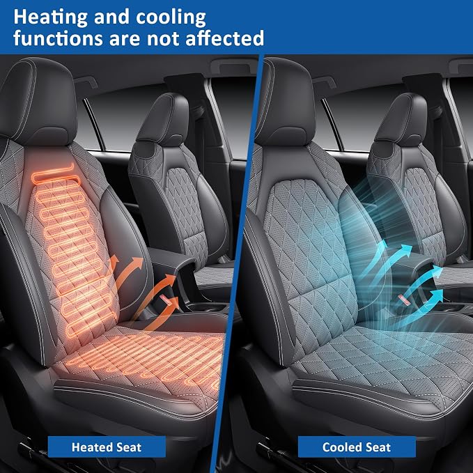 redblue Custom Fit Toyota Corolla Seat Covers for 2020-2022 L/LE | Black and Gray leather Seat Covers Full Set, Fit 2020 2021 2022 corolla L LE, Front and Rear Car Seat Cover - Image 6