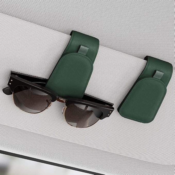 Sotfamily Magnetic Sunglass Holder for Car Visor, 2 Packs, Faux Leather | Strong Magnetism, for Most Car Visors, No Marks on Visor, Gift-Ready Packaging, Sunglass Organizer, Car Accessories for Men by Sotfamily