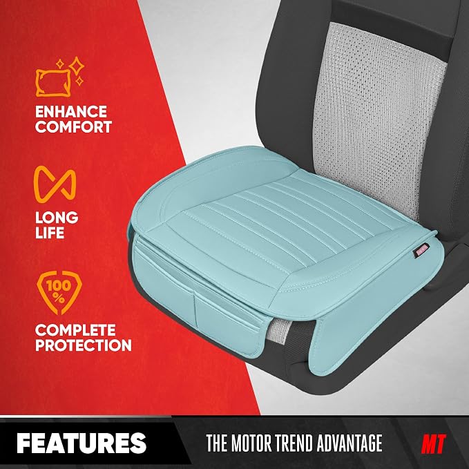 Motor Trend Seat Covers for Cars Trucks SUV, Faux Leather 2-Pack Mint Padded Car Seat Covers with Storage Pockets, Premium Interior Car Seat Cover - Image 2