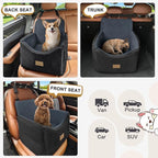 JOEJOY Dog Car Seats for Small Medium Dogs Under 35lbs, Dog Booster Seat with Detachable Washable Cover and Cushion, Memory Foam Pet Car Seat with Safety Belt and Storage Pockets (DG) - Image 6