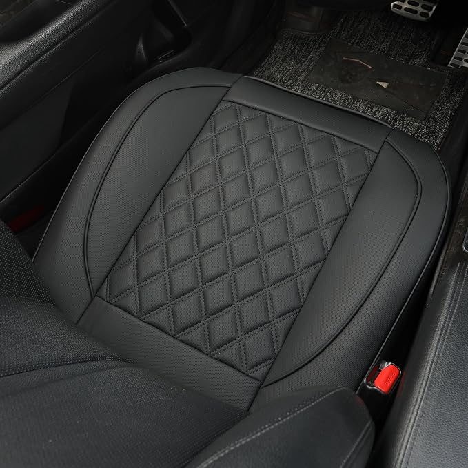 1 Pack Leather Front Car Seat Covers,Bottom Seat Covers for Cars,Driver Car Seat Cover,Luxury Seat Protectors,Waterproof,Anti-Slip,Full Wrap,for Most Vehicles,Sedan,Truck,SUV(Black) - Image 4
