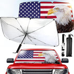Riakrum Patriotic Eagle American Flag Car Windshield Sun Shade Umbrella Foldable UV Ray Windshield Sun Shade Car Front Window Sunshade Keep Vehicle Cool Heat Reflector, Fit Various Size by Riakrum