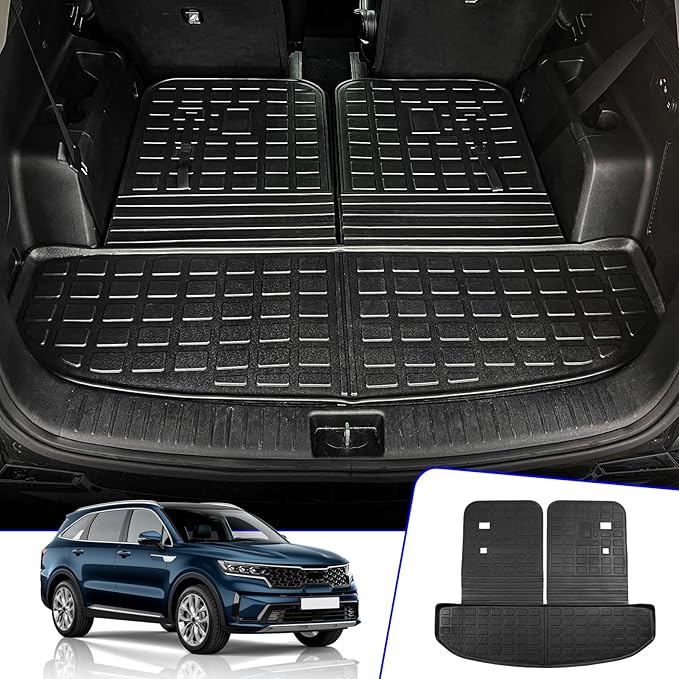 Rontaod Trunk Mat with Backrest Mat for 2021-2025 2026 Kia Sorento | Cargo Mat Cargo Liner TPE All Weather Back Seat Cover Protector 2024 Sorento Accessories by Rongtaod