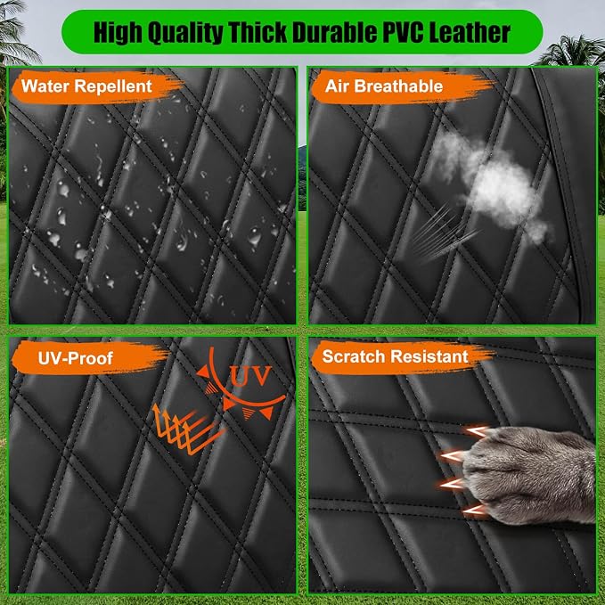 Golf Cart Seat Covers for Yamaha G29 Drive & Drive 2 Marine Leather Diamond | Protect & Refresh Worn Seats, Precise Fit, Staple-Free Install, Comfort, Anti-Scratch, Anti-Fading, Easy Clean Black - Image 4