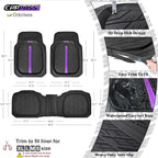 CAR PASS Tire Tread DeepDish Rubber Floor Mats for car Heavy Duty car mats All Weather, Universal XL~M Trim to Fit for Truck SUV Vehicle Automotive, Waterproof car mats 3 Piece (Purple Black) - Image 2