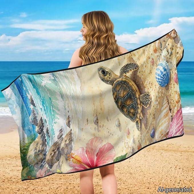 Sea Turtle Print Car Seat Covers for Front Seats Beach Shell Print Towel Car Seat Cover with Storage Bag Universal Fits Most Cars,Truck and SUV - Image 3
