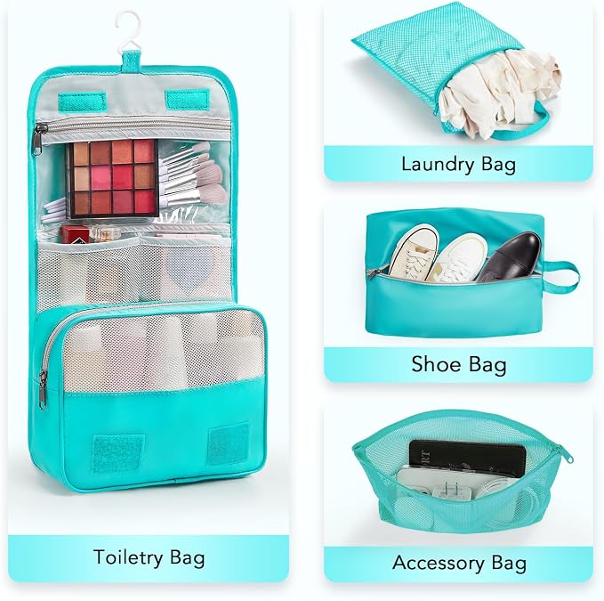 OlarHike 10 Set Compression Packing Cubes for Travel Essentials,Compressible Expandable Space Saver Bags for Organizing Clothes,Luggage Suitcase Garment Bags with Over 1000 pcs Mesh Holes(Blue Green) - Image 5