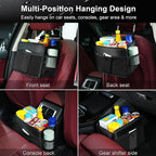 Car Seat Back Organizer Hanging Bag [2025 UPDATED] Foldable Backseat Storage Caddy with 5 Compartments & Adjustable Straps, Fits for Front/Back Headrest, Ultra-Durable - Black - Image 6