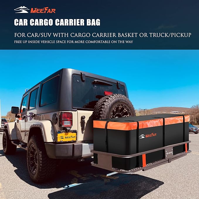 Hitch Mount Cargo Carrier Luggage Bag Waterproof 16 Cubic Feet Luggage Rack | Soft Shell Luggage Bag,Include 8 Reinforced Straps,Combination Lock,for All Vehicle with Steel Trailer Cargo Carrier Basket - Image 2