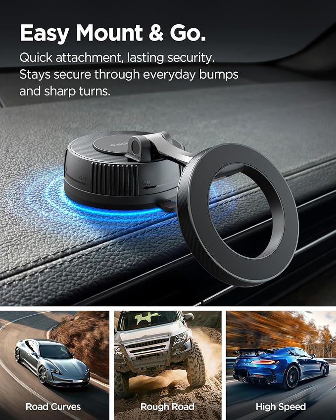 Spigen VacuumLock Magnetic Dashboard Magsafe Car Mount 360° Rotation | 360° Rotation, Strong Magnetic Hold Compatible with iPhones, Galaxy with Magnetic Cases, Pixels with Pixelsnap - Image 7