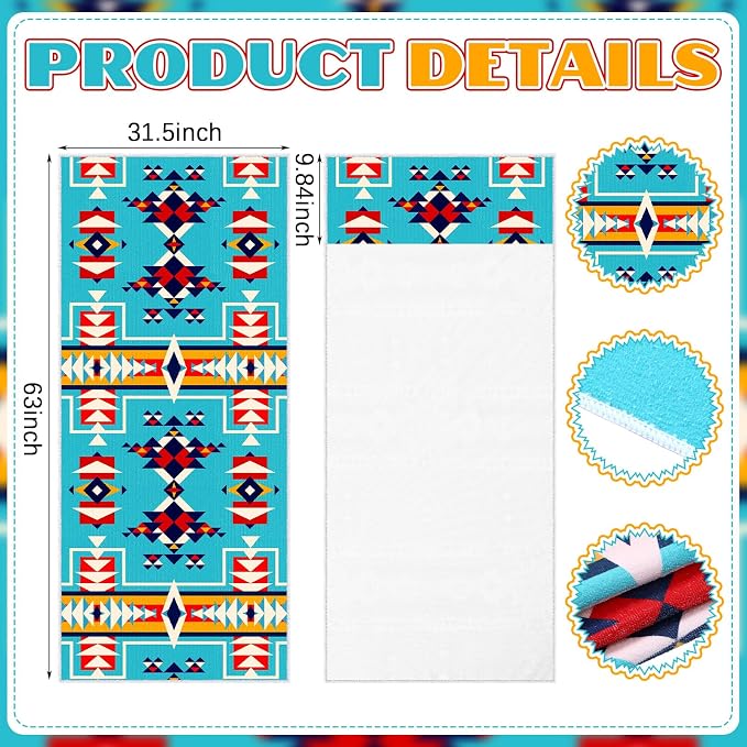 Hahafelt 2 Pack Car Seat Towel Covers Athletic Running Towel Performance Microfiber Post Workout Sweat Washable Cover Non Slip for Seat Outdoor Sport (Navajo Tribal) - Image 2