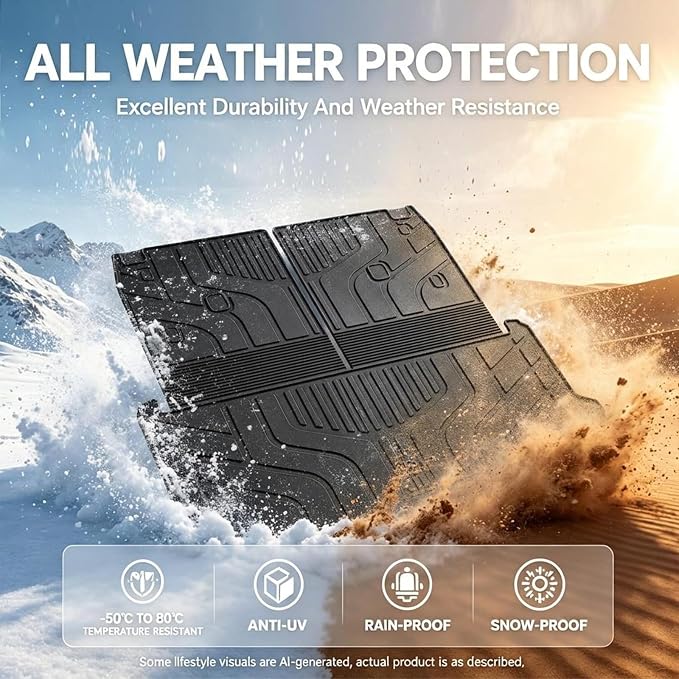 GYGY Cargo Mat Trunk Liner with Backrest Mats, Fit for 2024-2026 Lexus TX350 TX500h TX550h+ (Fits 6 & 7 Passenger Models), All Weather Waterproof TPE Rear Cargo Tray - Image 5