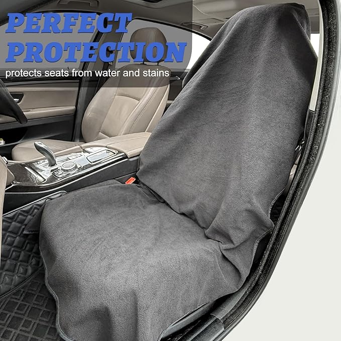 BOPUOVRE Car Front Seat Cover Waterproof Sweatproof Universal Fit | Fits All Cars Trucks Gym Sports Beach 3 Layer Non Slip Machine Wash Stain Protection Black 1 Piece - Image 2