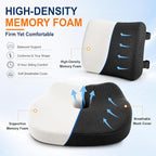 Allaboutsla Car Seat Cushion and Lumbar Back Support Pillow Set for Driving | Memory Foam Car Seat Cushions, Back Support for Car, Car Cushion for Height, Pressure Relief for Trucks, Office Chairs, Black - Image 7