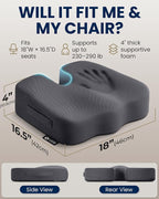 5 STARS UNITED Seat Cushion - Memory Foam Chair Cushion for Tailbone Pain Relief - Ergonomic Support for Coccyx, Sciatica & Butt - Office, Desk & Gaming Chair, Car Seat, Wheelchair, Airplane, D Gray - Image 5