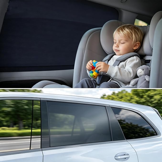 Car Window Shades for Baby, 2 Pack Ice Crystal Cooling Car Sun Shades, Privacy Car Shade Universal Fit SUV Sedan Minivan, Freely Roll Down Car Windows Large - Image 4