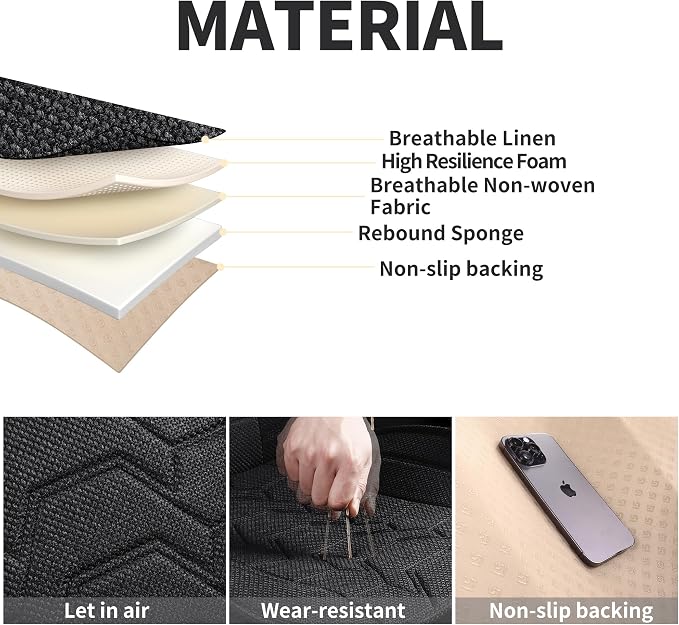 Linen Front Car Seat Covers Cloth Fabric Automotive Seat Protectors | Breathable Durable Anti-Slip All-Season Comfort Easy to Install Universal Fit for 95% of Cars Trucks SUVs Vans (Black, 2PCS) - Image 7