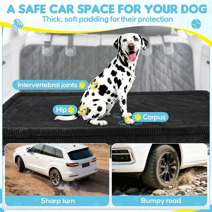Loiion Dog Car Bed, Non-Slip Backseat Extender Pet Mat 56"x28.7"x2" | Removable, Washable Dog Bed With Waterproof Liner Protects Car Seats, Anti-Slip Travel Bed For Dogs - Image 4