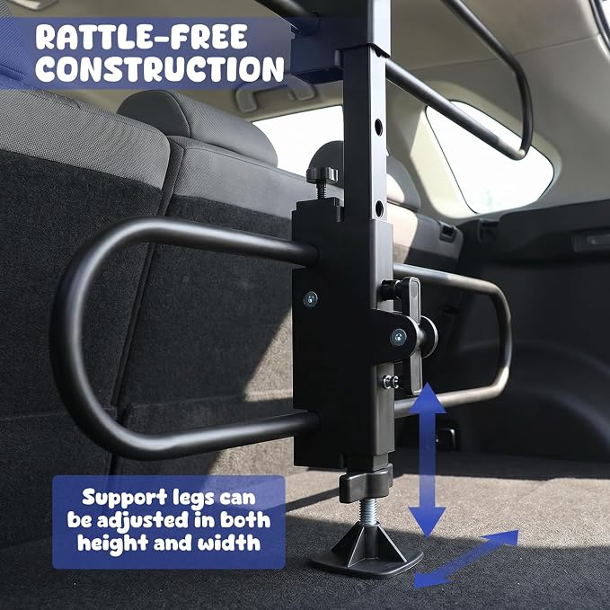 Magshion Adjustable Dog Car Barrier Pet Gate, Black | Fits Most SUVs, Trucks & Minivans, 34''-60'' Wide, Strong Metal Tubing, Keeps Dogs Safe, Easy to Store in Vehicles - Image 5