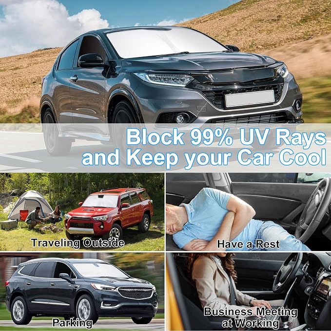 3PCS Car Window Shades Front Windshield Sun Shade Foldable Window Shade Custom Fit for 2016-2022 Honda HR-V HRV XRV Accessories Car Shades for Front Windows Anti-UV Rays Block Heat - Image 6