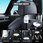 2 Pack Back Seat Car Organizers with Tissue Box and Cup Holders, Balck | Each organizer combines tissue storage, 2 cup holders, phone pocket and hooks to keep rear-seat essentials organized. - Image 5