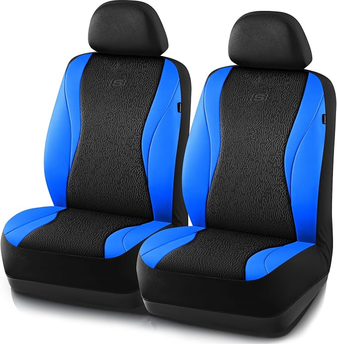Skechers Car Seat Covers,Leather Seat Covers with GOGA Mat Technology,Waterproof Car Seat Covers Front Seats,Airbag Compatible,Comfort Universal Fit for Most Cars,Vans,Trucks,SUVs,Blue by Unknown