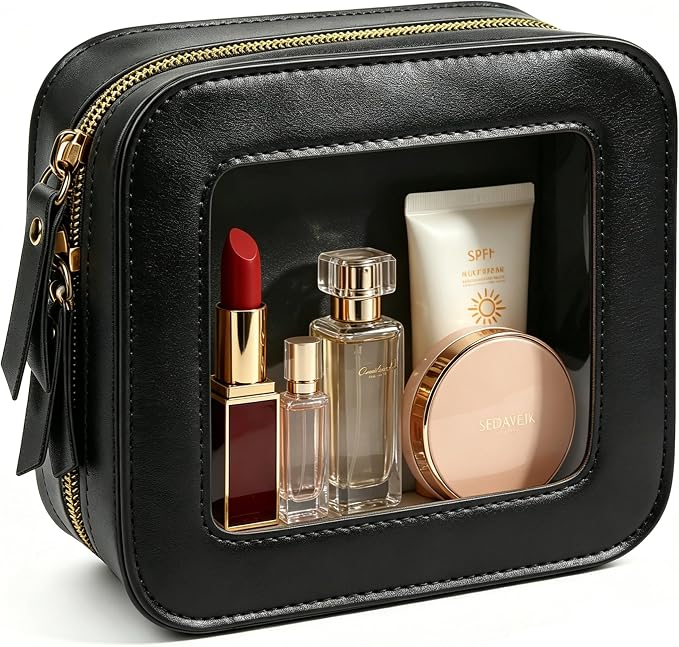Small Clear Makup Bag, Clear Cosmetic Bags with Zipper Waterproof Small Travel Cosmetic Case Cute Make Up Pouch Mini Car Essentials for Women Travel Car Organizer by FFpaw