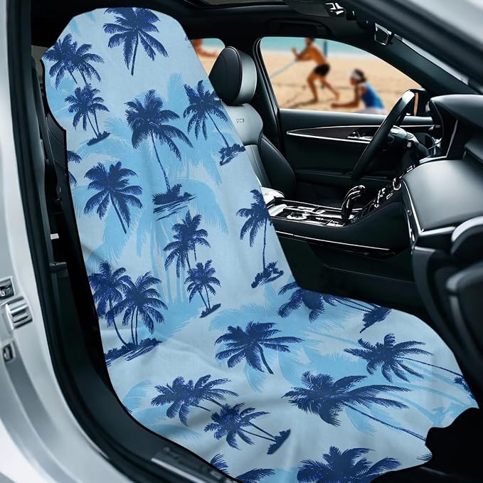 Palm Tree Car Towel Seat Cover Soft Comfort Car Seat Cover Protector 1 Piece Easy to Installation Universal Fit for SUV Van Truck Sedan - Image 2