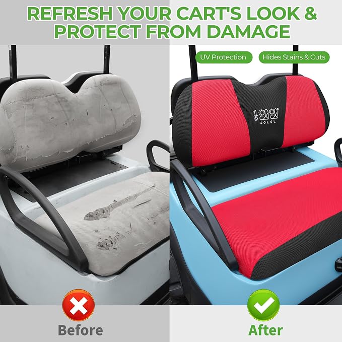 10L0L Golf Cart Seat Covers for Yamaha EZGO Club Car Seat Towel Cushion | Breathable Mesh All-Season Front/Rear Seat Blanket, UV Resistant, Cool Comfort, Machine Washable, Easy On, Great Golf Gift - Image 3