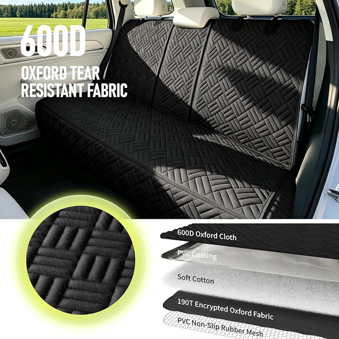Dog Car Seat Cover for Back Seat, Waterproof 600D Oxford Protector | Non Slip Scratch Resistant Bench Cover, Easy to Clean, Fits Cars/SUVs/Trucks, 54 Inch, for Travel and Daily Use - Image 4