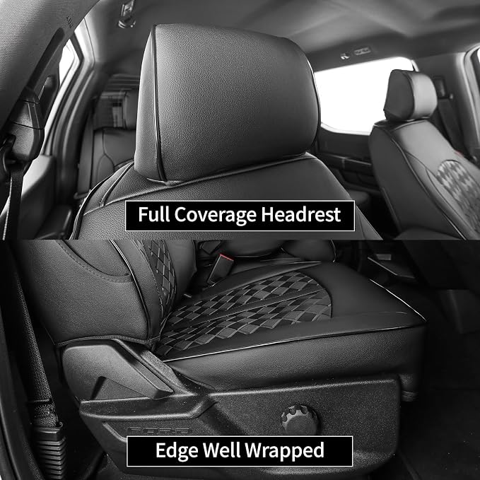 F150 Lariat Seat Covers 2021-2026 SuperCrew Custom Fit | Fits 2021-2026 Ford F150 Lariat SuperCrew, 2023-2026 F250/F350/F450 CrewCab & 2022-2025 F150 Lightning Lariat, Faux Leather - Image 5