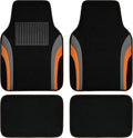 CAR PASS Leather Sporty Car Floor Mats Carpet, Universal Waterproof Automotive Floor Mat Fit for Sedans, Cars, Mid Trucks, Vans, SUV, Set of 4 (Black and Orange) by CARPASS
