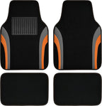 CAR PASS Leather Sporty Car Floor Mats Carpet, Universal Waterproof Automotive Floor Mat Fit for Sedans, Cars, Mid Trucks, Vans, SUV, Set of 4 (Black and Orange) by CARPASS