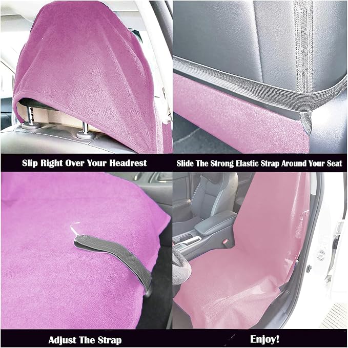 Car Seat Cover Protector Front Seats,for Gym Workout,Running,Swimming,Beach and Hiking,Waterproof Sweat Towel Bucket Seat Covers for Cars SUV Trucks (Pink, 2Pcs) - Image 4