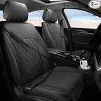 Front Car Seat Covers - Leather Seat Covers with Storage Pocket and Two Belt Pads, Anti-Slip Waterproof Universal Seat Covers for Cars Fit Cars Trucks SUV(Black,2 Pack) by HOME
