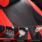 FLORICH Car Seat Covers Front Seats and Back Faux Leather Seat Cover Waterproof Seat Covers Car Seat Cushion 5 Seats Car Seat Protector Universal Fit for Most Cars SUV Trucks, Black&Red - Image 6